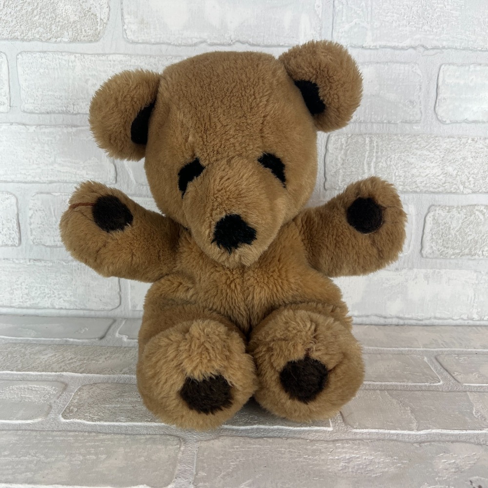 Vintage 1979 Gund STITCH Teddy Bear Plush Brown Stuffed Animal Cuddle Toy 16"